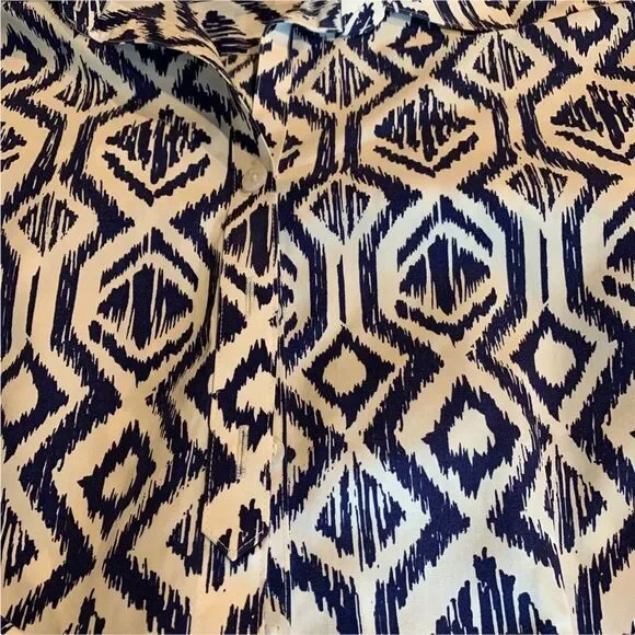 Chico’s Blue White Collar Button Front Long Sleeve Women’s Shirt Size 0 Small - Picture 4 of 7